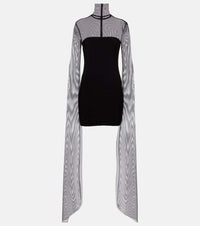 Norma Kamali Turtleneck jersey and mesh minidress