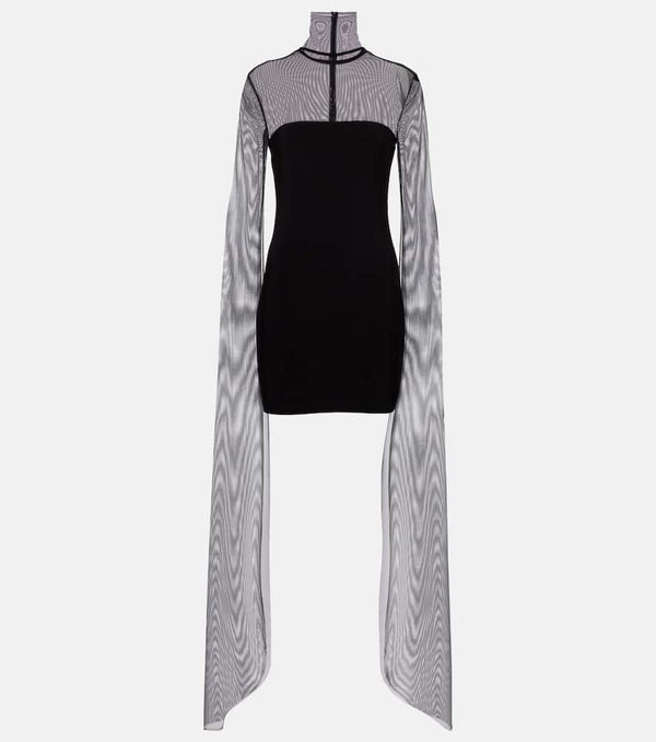 Norma Kamali Turtleneck jersey and mesh minidress