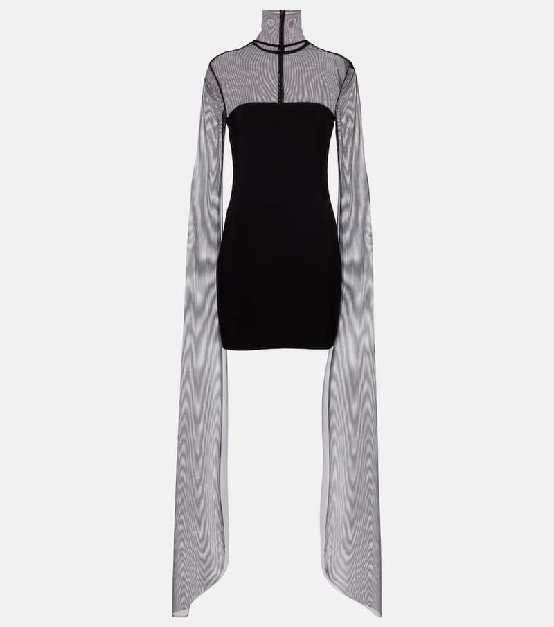 Norma Kamali Turtleneck jersey and mesh minidress