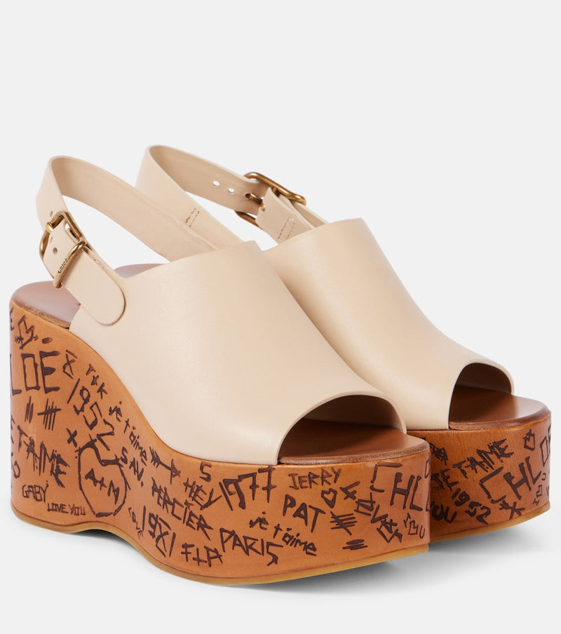 Chloe Maxime debossed leather wedges