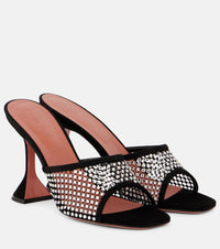 Amina Muaddi Lupita 95 suede-trimmed mesh mules