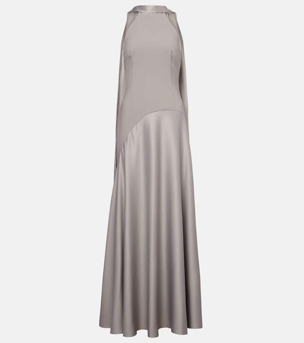 Solace London Cece satin and crêpe gown