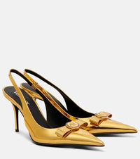 Versace Gianni Ribbon 85 leather slingback pumps