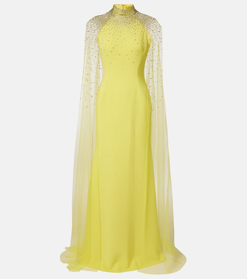 Jenny Packham Limelight caped embellished gown