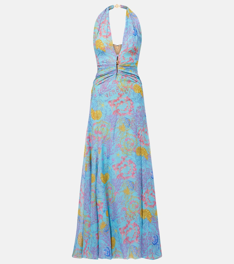 Versace Printed halterneck gown