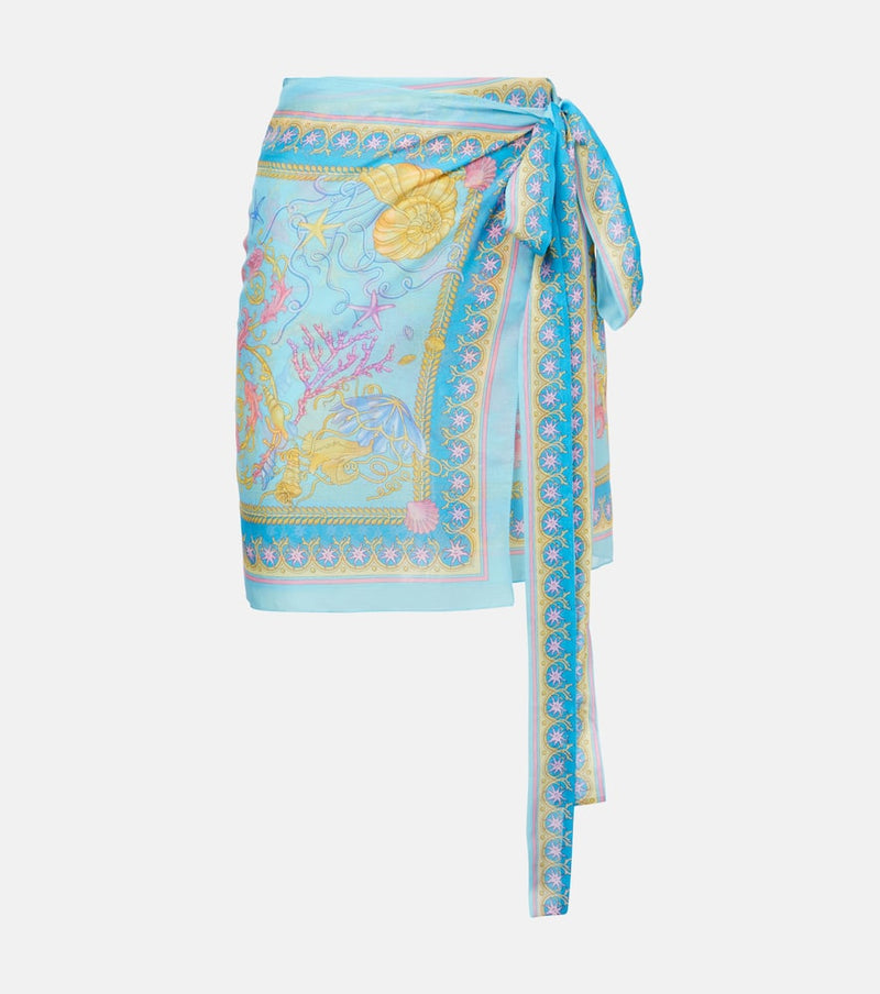 Versace Printed cotton and silk beach cover-up