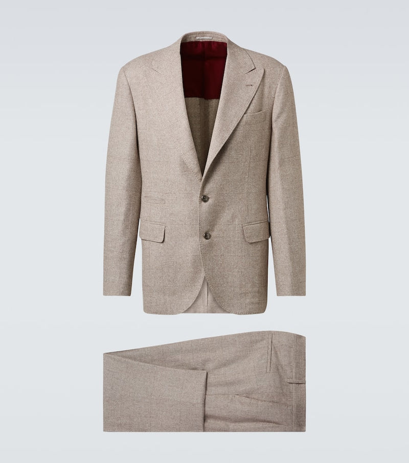 Brunello Cucinelli Prince of Wales check silk, wool, and cashmere suit