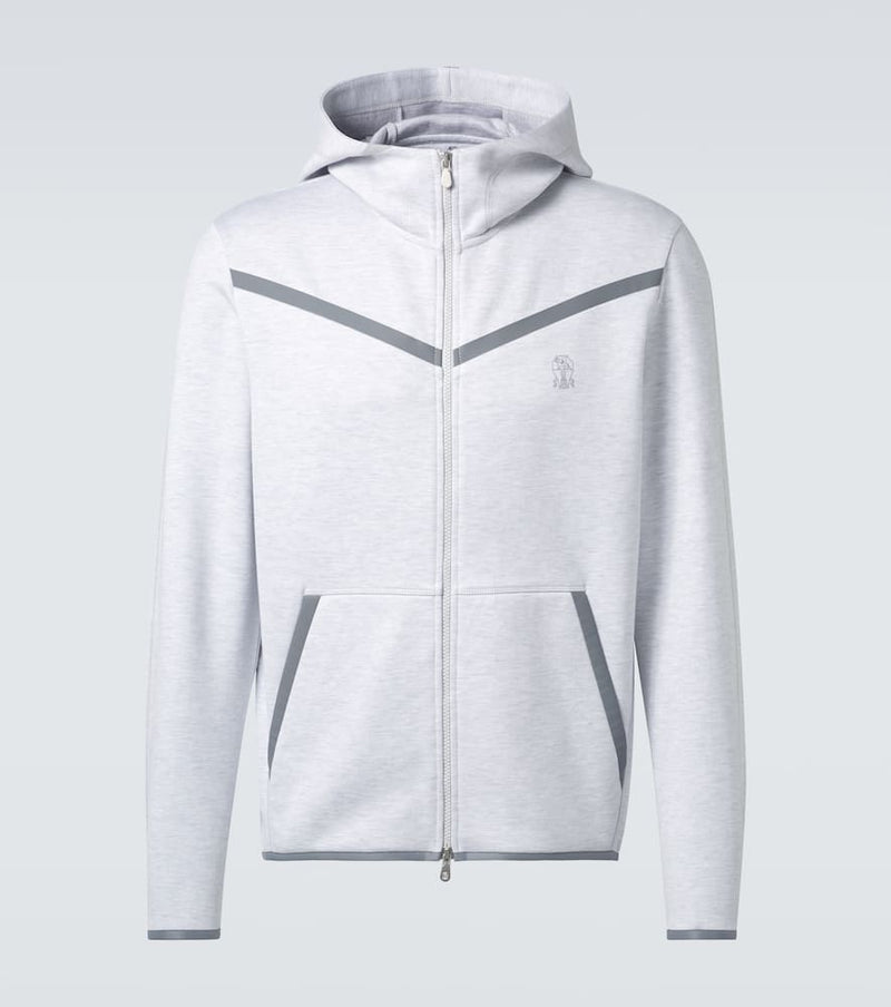 Brunello Cucinelli Cotton-blend French terry zip-up hoodie