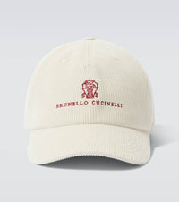 Brunello Cucinelli Logo cotton and cashmere corduroy baseball cap