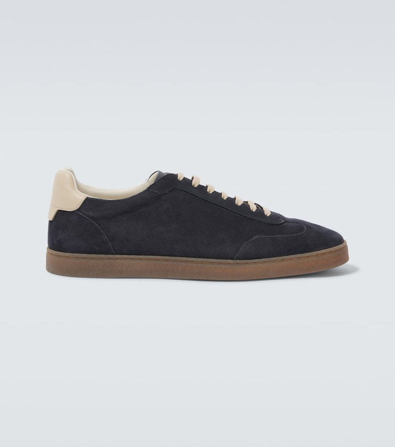 Brunello Cucinelli Leather-trimmed suede sneakers