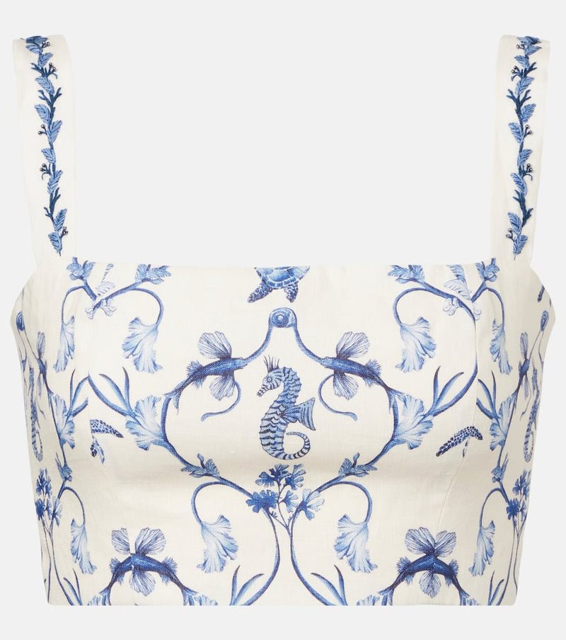 Agua by Agua Bendita Cacao floral linen crop top