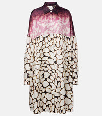 Dries Van Noten Colorblocked printed silk shirt dress