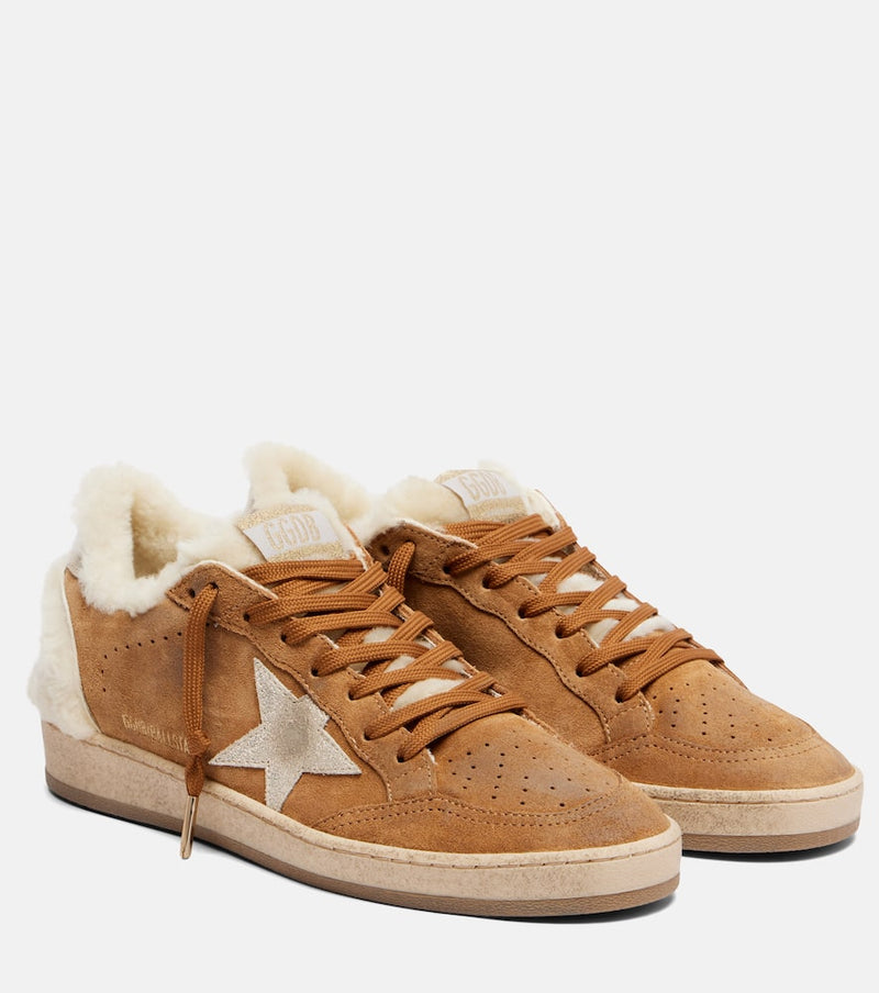 Golden Goose Ball Star shearling-trimmed suede sneakers