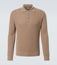 Canali Waffle-knit wool and cashmere polo sweater