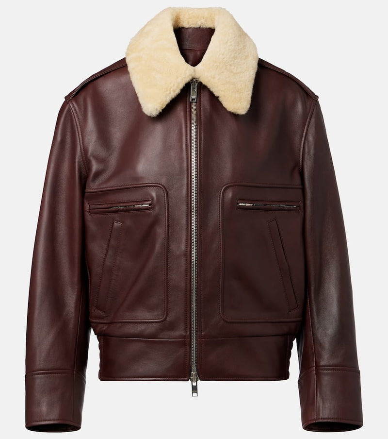 Bottega Veneta Shearling-trimmed leather jacket