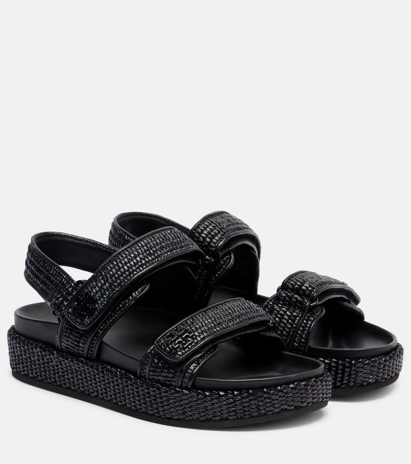 Tory Burch Raffia and leather sandals