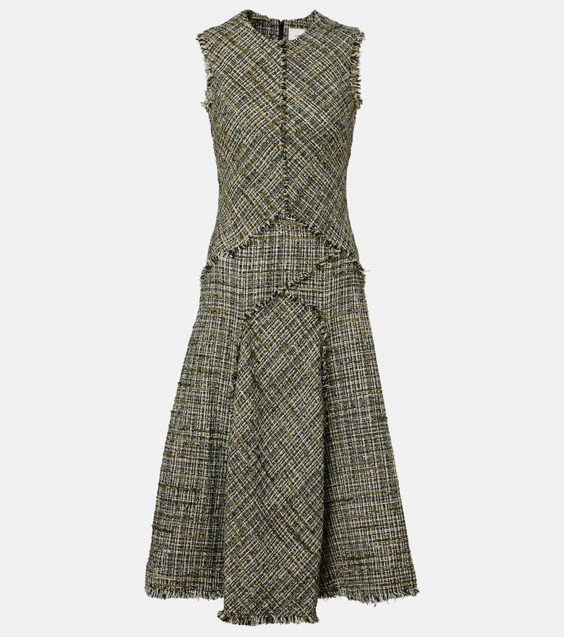 Erdem Draped tweed midi dress