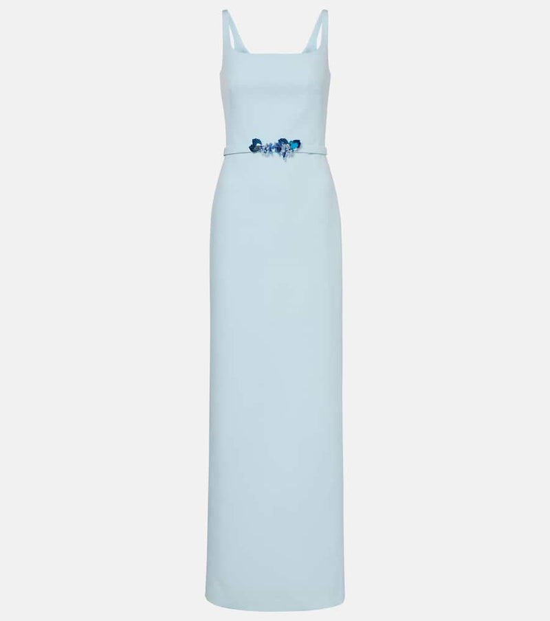 Safiyaa Kristena Draped Embellished Gown Blue