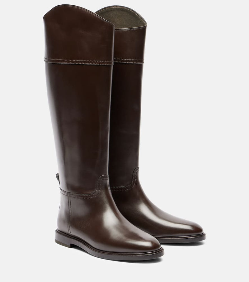 Brunello Cucinelli Monili leather knee-high boots
