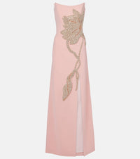 Costarellos Fara floral-applique crepe gown