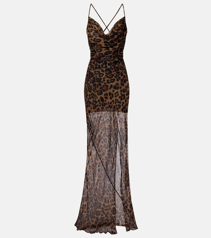 Blumarine Leopard-print silk maxi dress