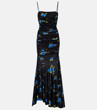 Blumarine Floral draped jersey maxi dress