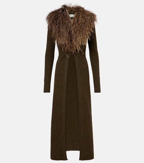 Blumarine Feather-trimmed wool cardigan