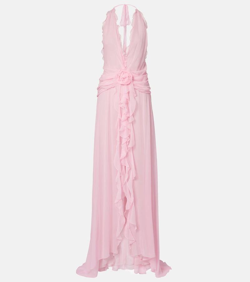 Blumarine Ruffled silk georgette maxi dress