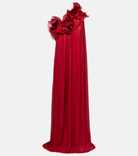Costarellos Charmain ruffled georgette lame gown