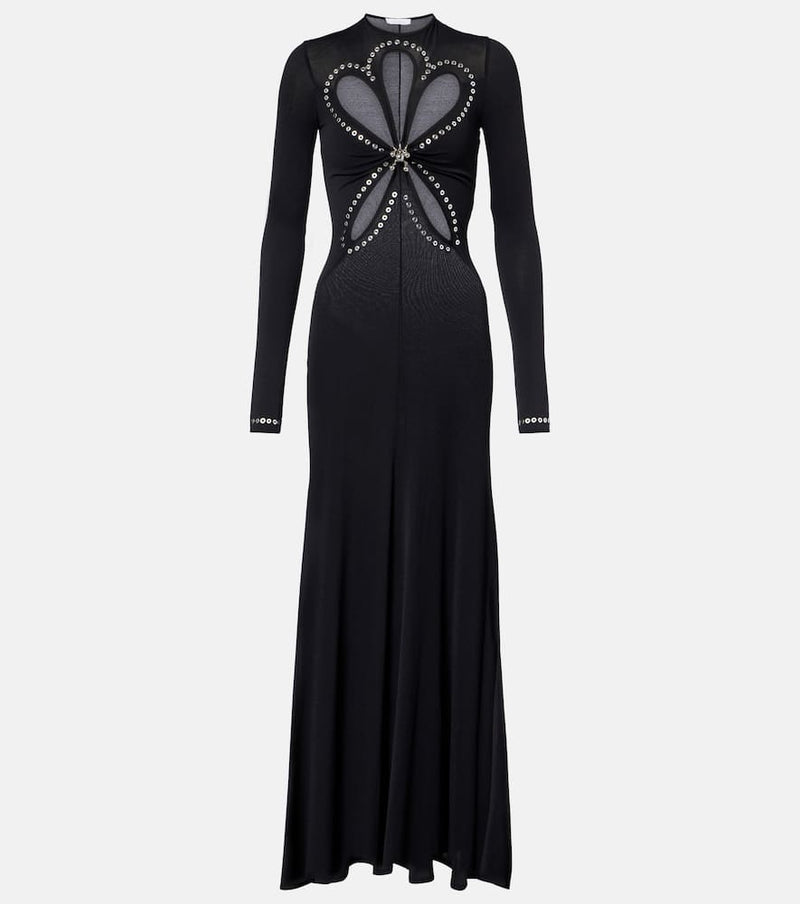 Rabanne Cutout embellished jersey maxi dress