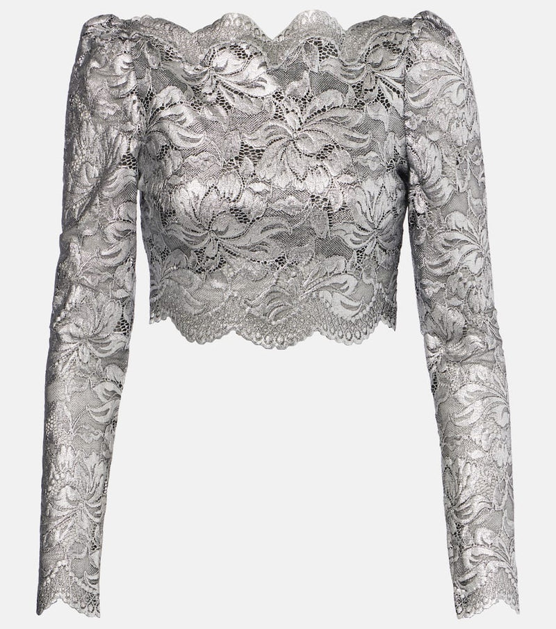 Rabanne Floral cropped lace top