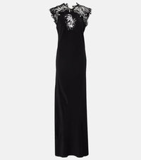 Ferragamo Lace-trimmed silk gown