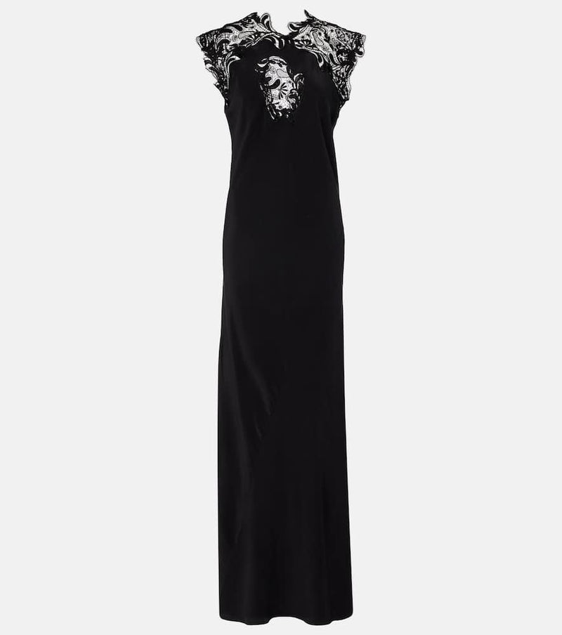 Ferragamo Lace-trimmed silk gown