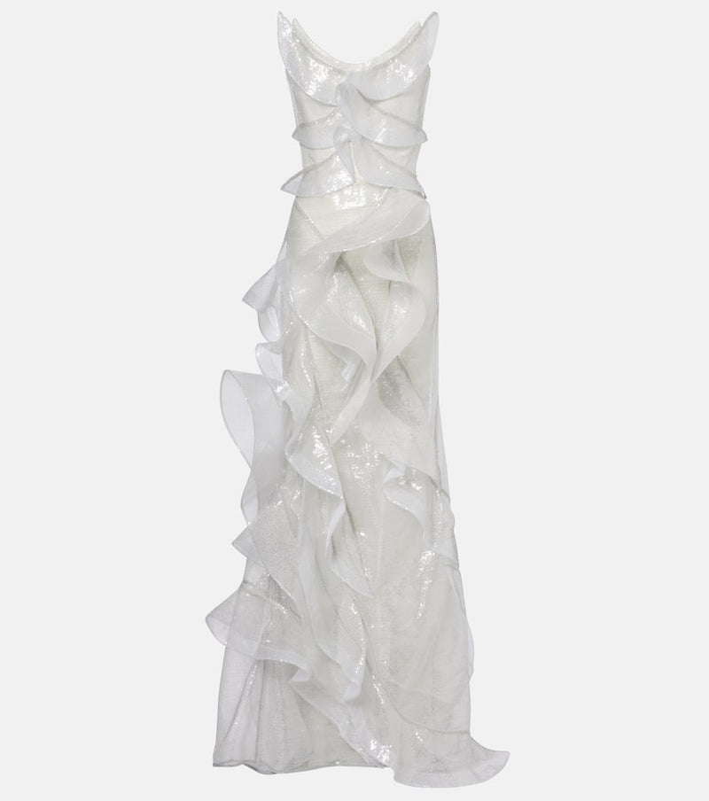 Maticevski Refraction sequined ruffled gown