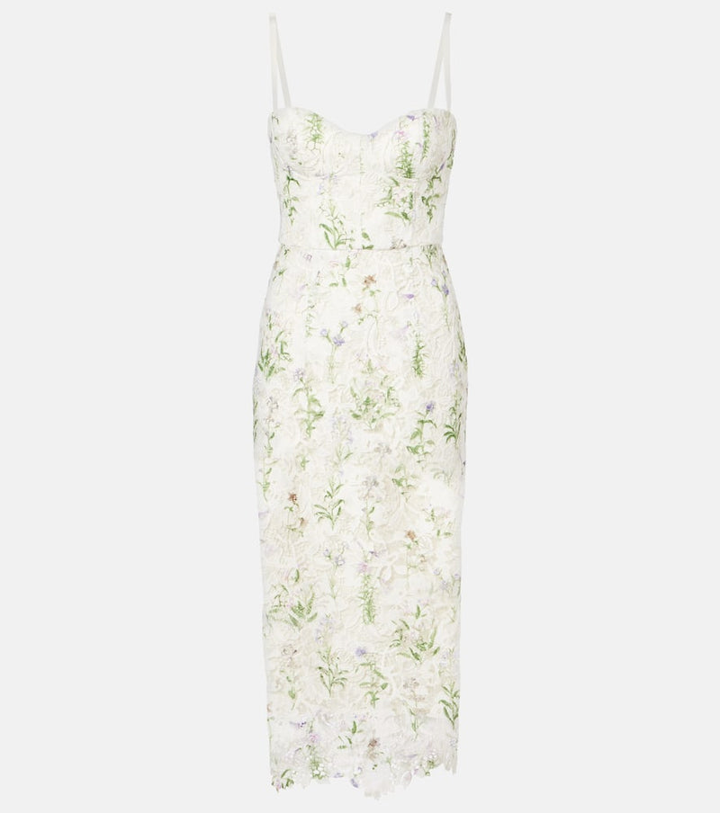 Monique Lhuillier Floral lace corset dress