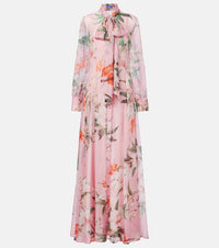 Leo Lin Lilith bow-detail floral chiffon maxi dress