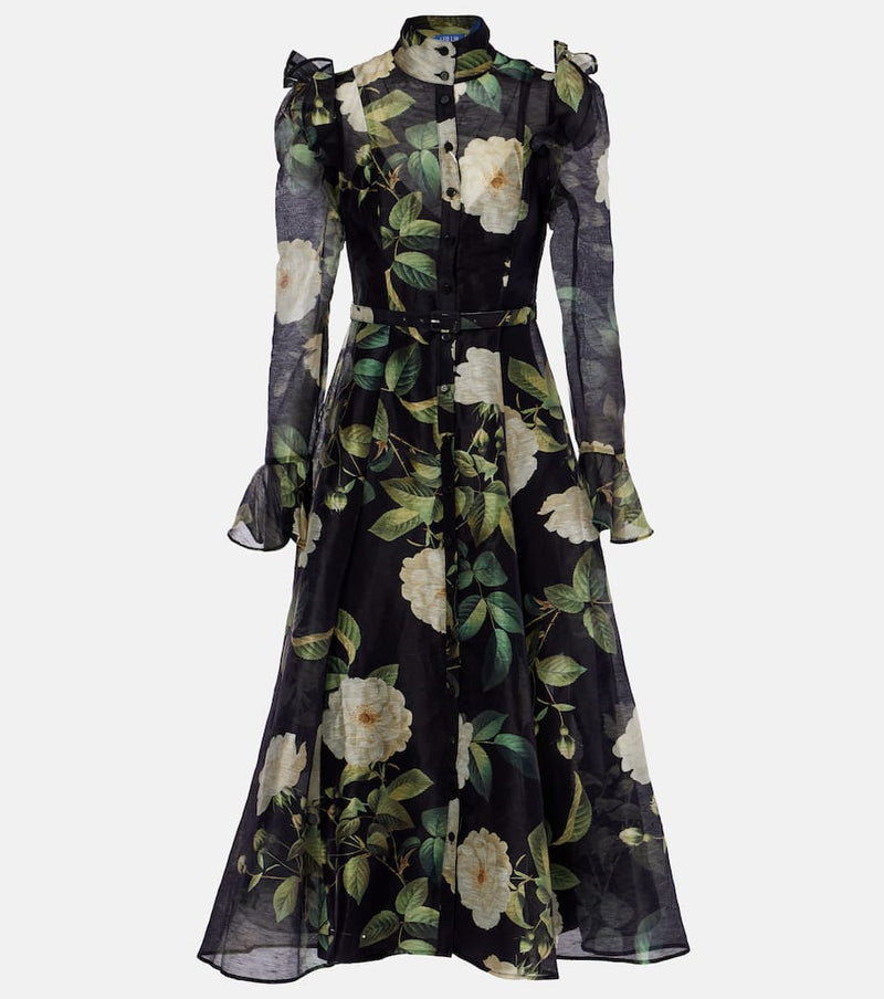 Leo Lin Katrina floral linen-blend midi dress
