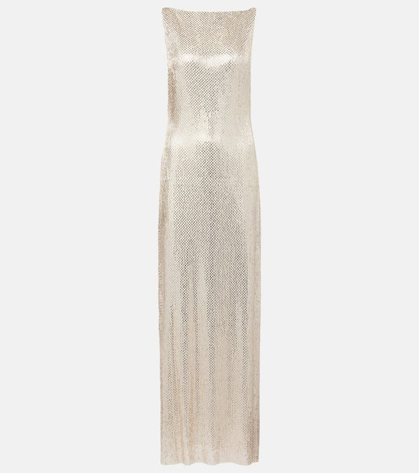 Roland Mouret Crystal-embellished mesh gown
