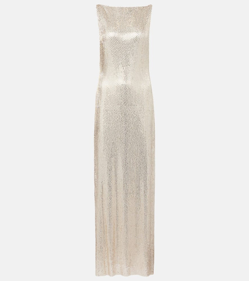 Roland Mouret Crystal-embellished mesh gown