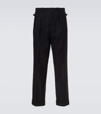 Prada Pinstripe pleated wool-blend straight pants