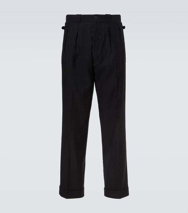 Prada Pinstripe pleated wool-blend straight pants