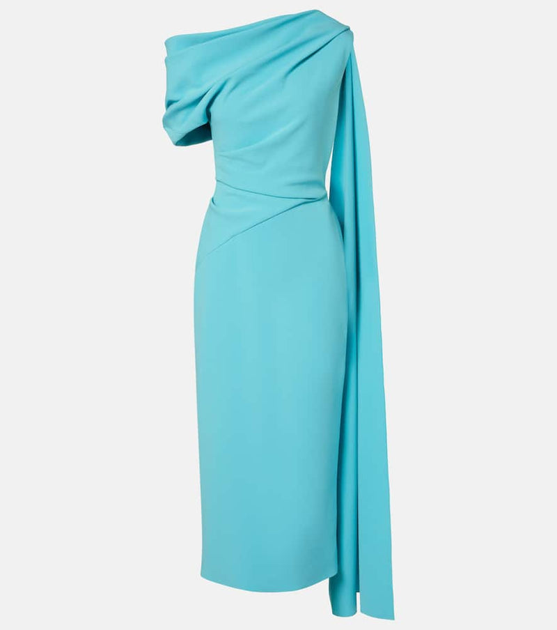 Roksanda Maite Caped Crepe Midi Dress Blue