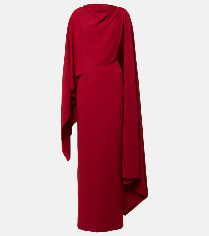 Roksanda Demetria Caped Crepe Gown Red