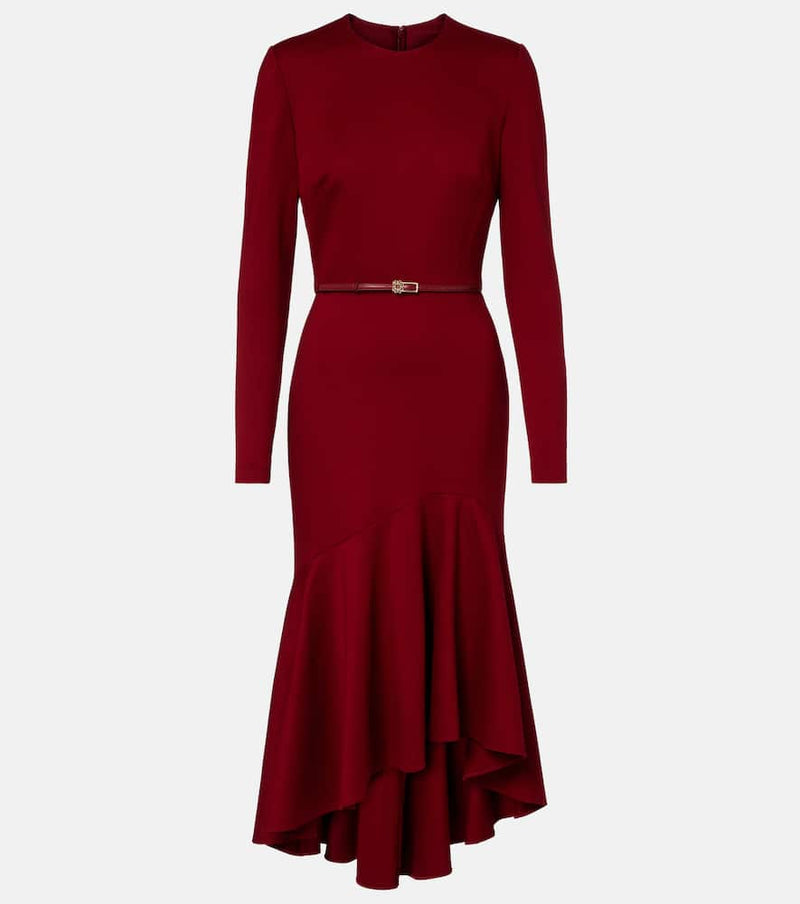 Elie Saab Belted tiered midi dress