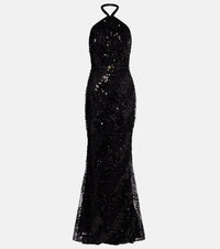 Elie Saab Sequined halterneck silk-blend gown