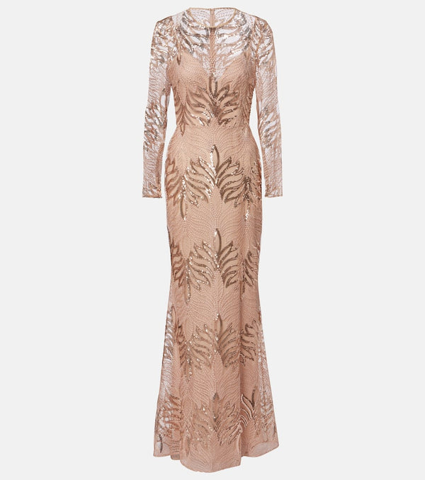 Elie Saab Embroidered sequined tulle gown