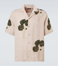 Frescobol Carioca Roberto floral linen bowling shirt