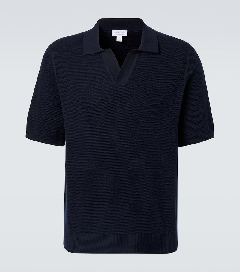 Sunspel Waffle-knit cotton polo shirt