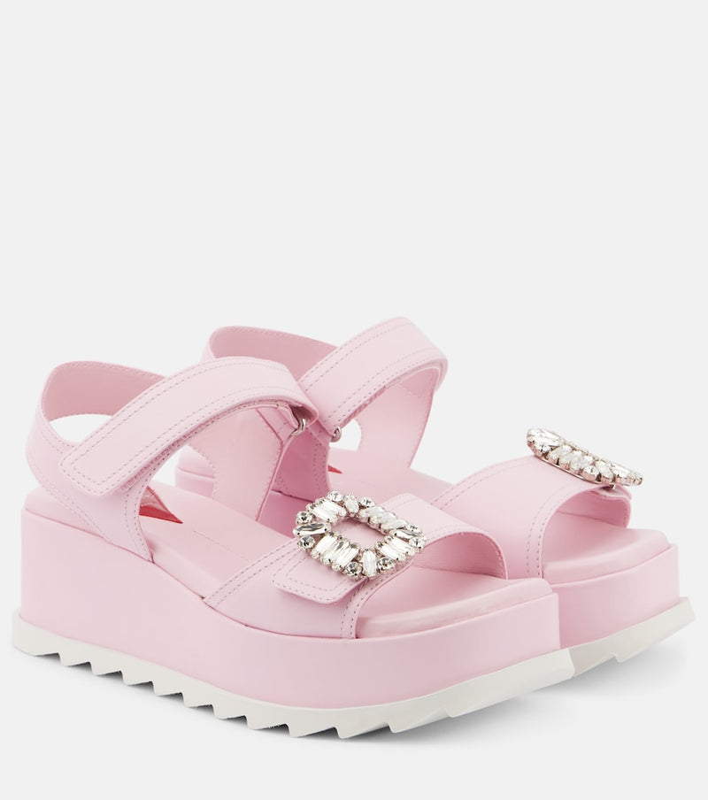 Roger Vivier Embellished leather platform sandals