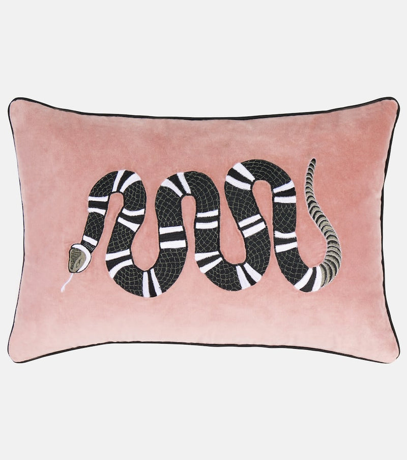 Les-Ottomans Embroidered cotton velvet cushion